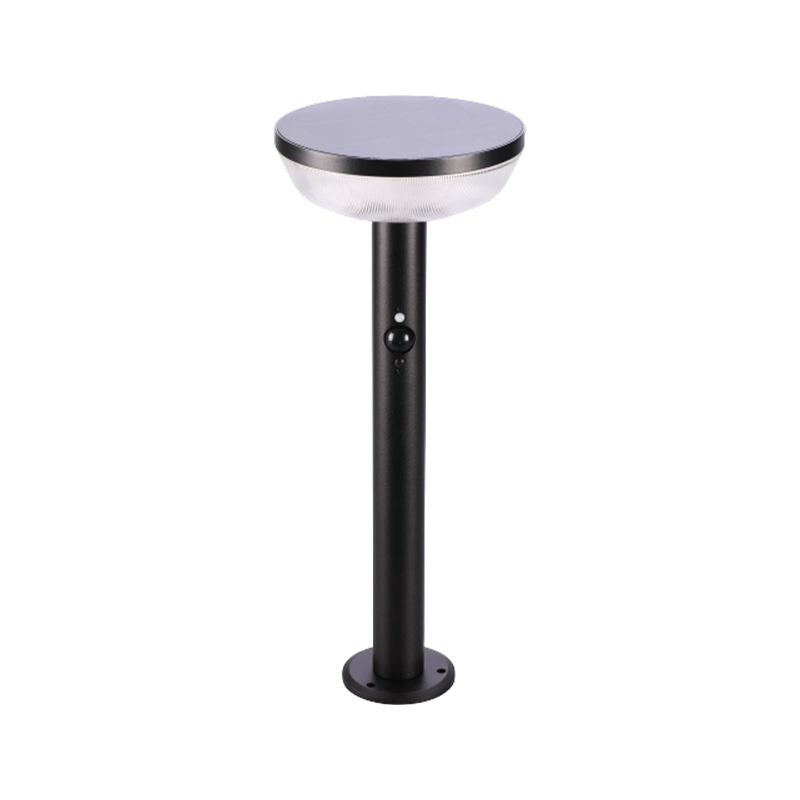 Luz de bolardo solar con cabezal de disco redondo y LED ambientales coloridos