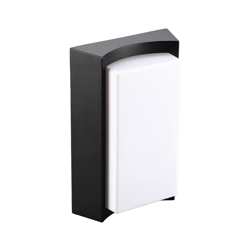 Lámpara de pared LED para jardín con panel de ópalo y dosel curvo