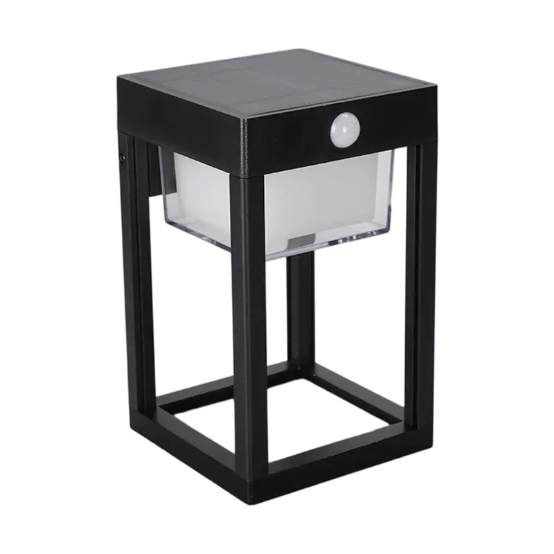 Lámpara de pilar solar cuadrada de aluminio con sensor de movimiento